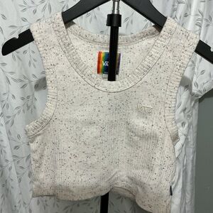 Vans Ivory Speckled Crop Tank with Rainbow Tag